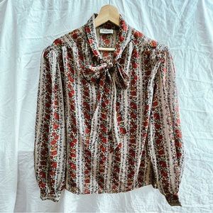 vintage 70s pussy bow blouse